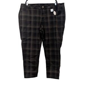 Arizona Jean Co Womens Size 24 Black Taupe Super Stretch Nondenim Ankle Pants